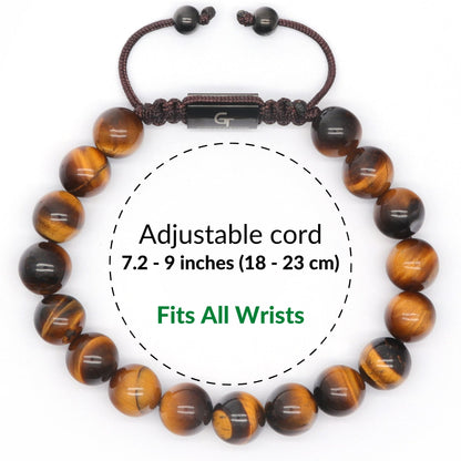 Bracelet - Men's TIGER EYE Beaded Bracelet - Brown Stones