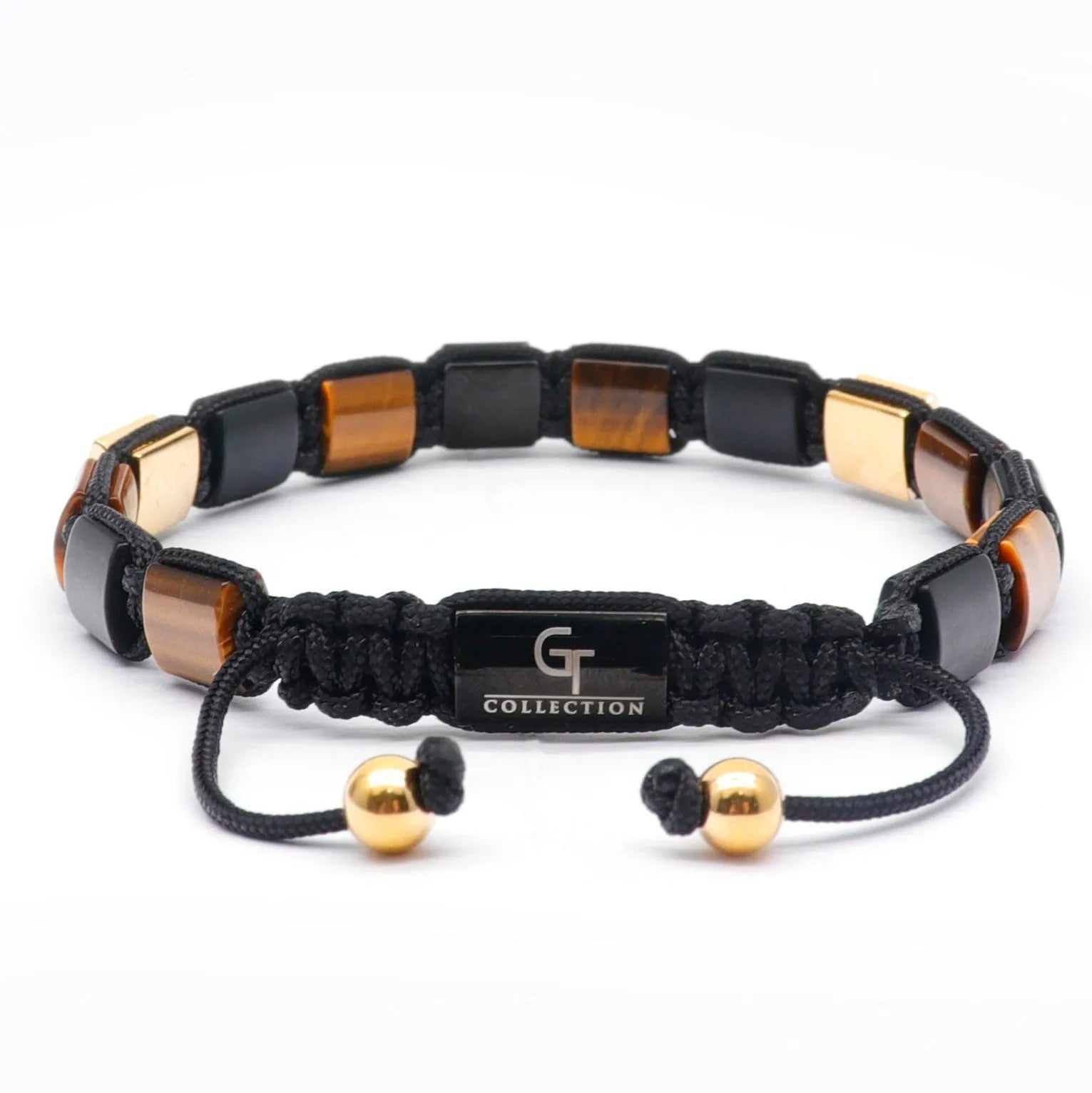 2 PIECE SET - TIGER EYE Double Bead & Flatbead Bracelet GT collection