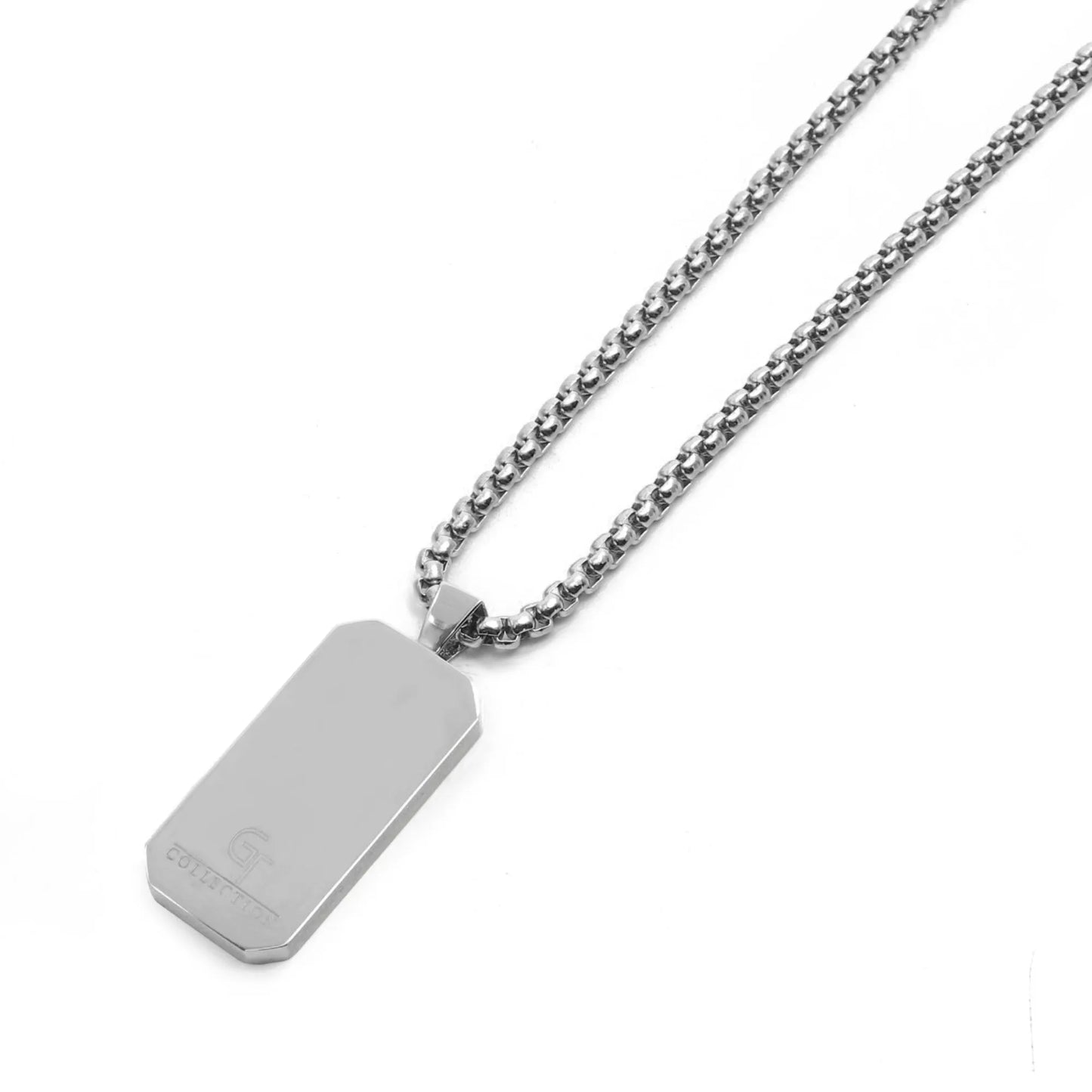 Necklaces - Silver Necklace With Rectangle Onyx Pendant