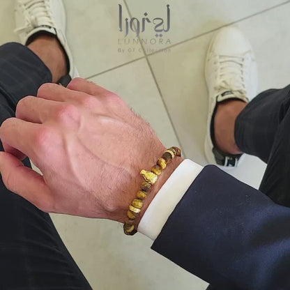 Men's TIGER EYE Bracelet with Golden ARABIAN Horse