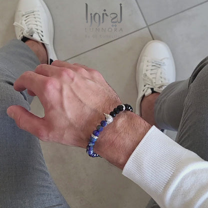 Men's LAPIS, ONYX Bracelet with ARABIAN FALCON