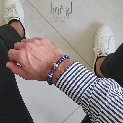 Men's LAPIS LAZULI Bracelet with Silver ARABIAN Horse